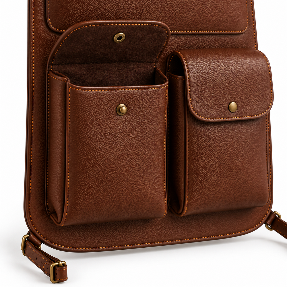 Chestnut Leather Car Seat Back Organiser