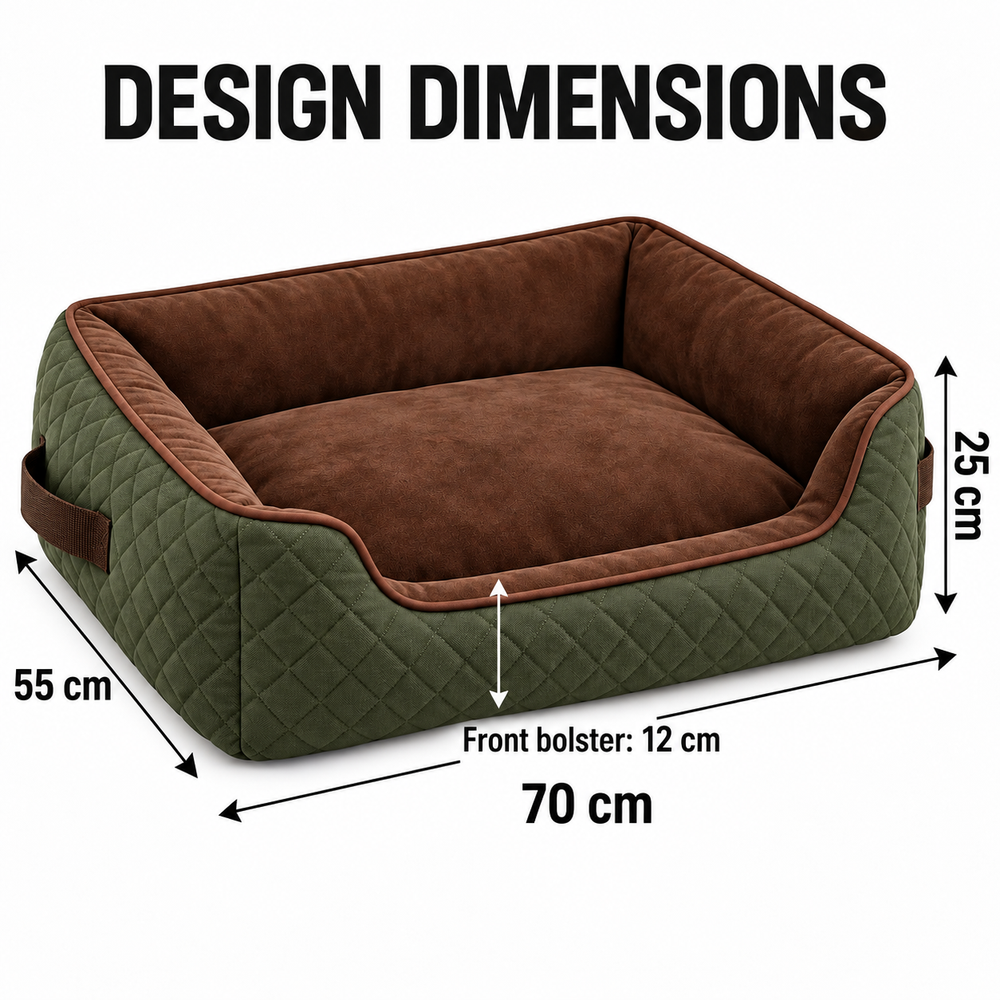 Olive Quilted Dog Travel Bed