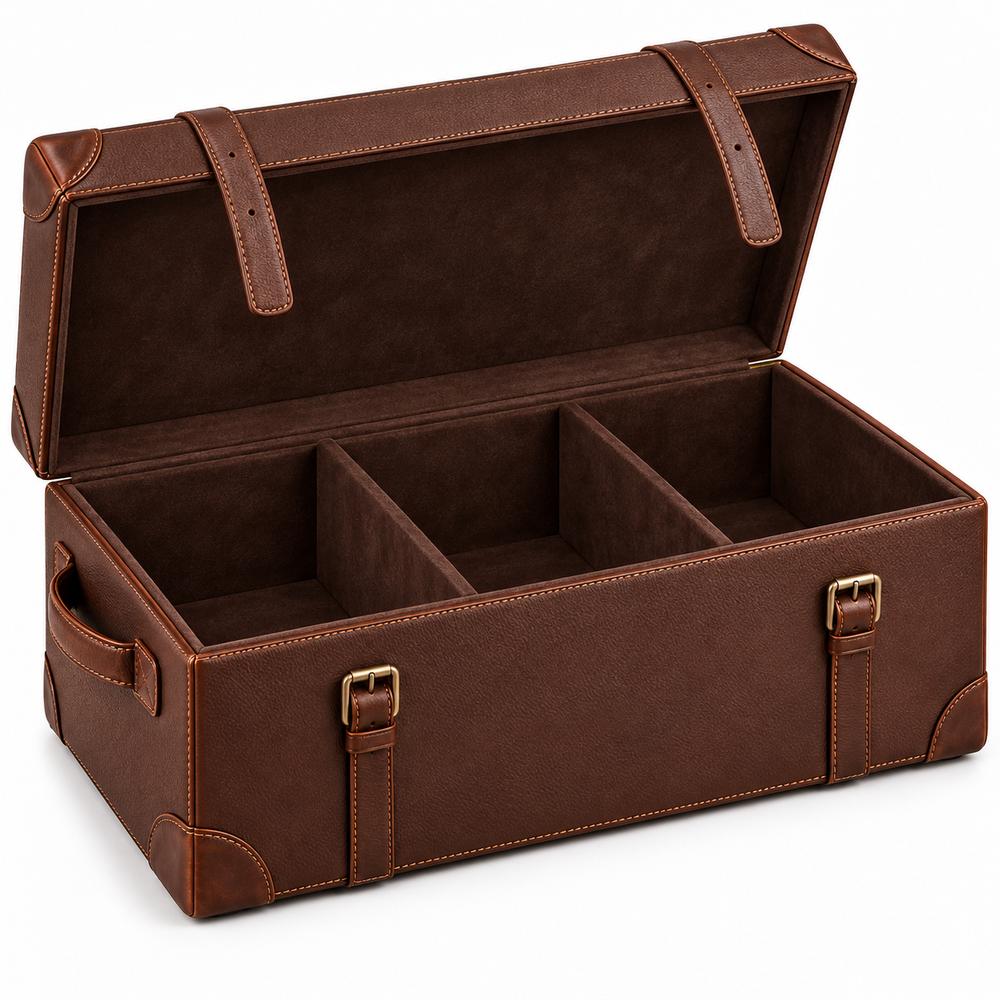 Chestnut Leather Car Boot Storage Trunk