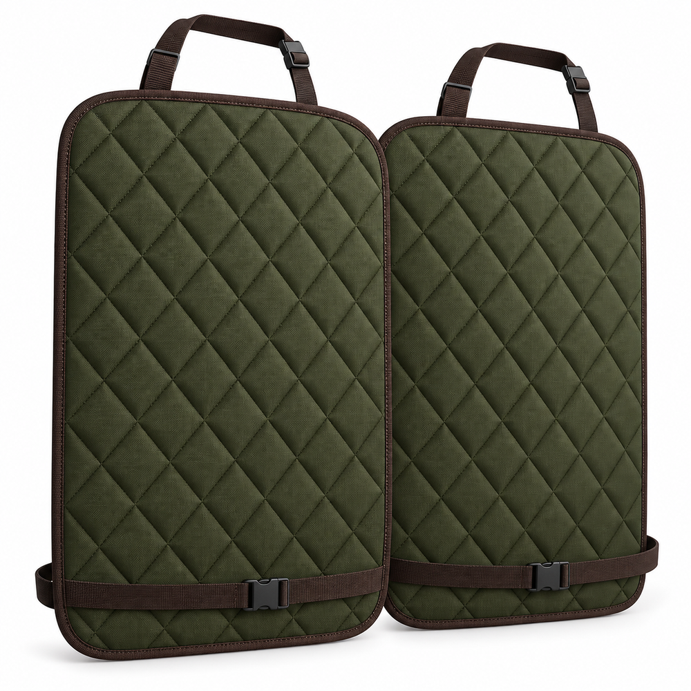 Olive Quilted Seat Back Protectors – Set of 2