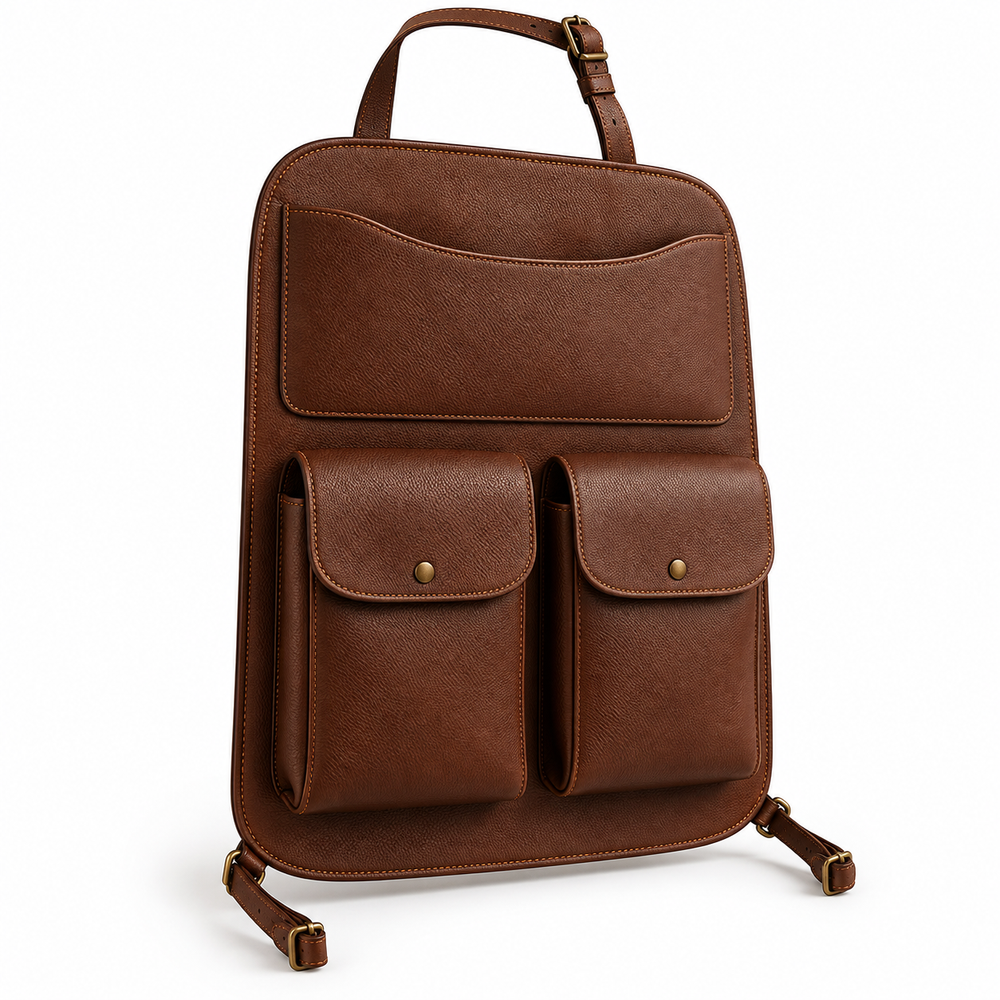 Chestnut Leather Car Seat Back Organiser