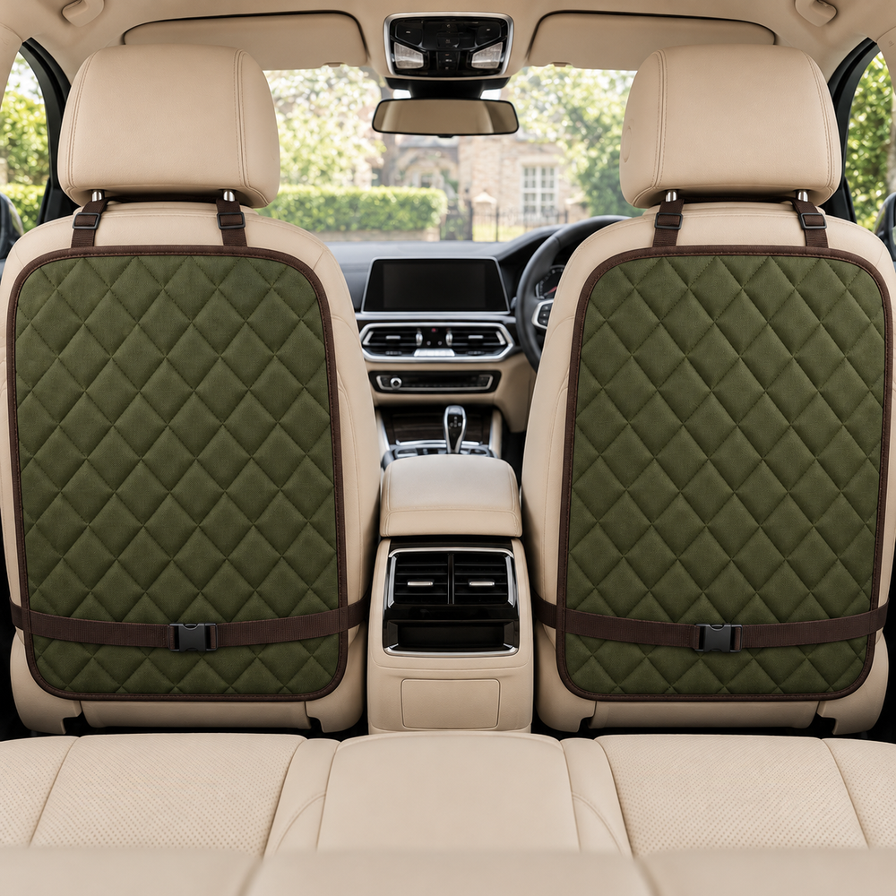 Olive Quilted Seat Back Protectors – Set of 2