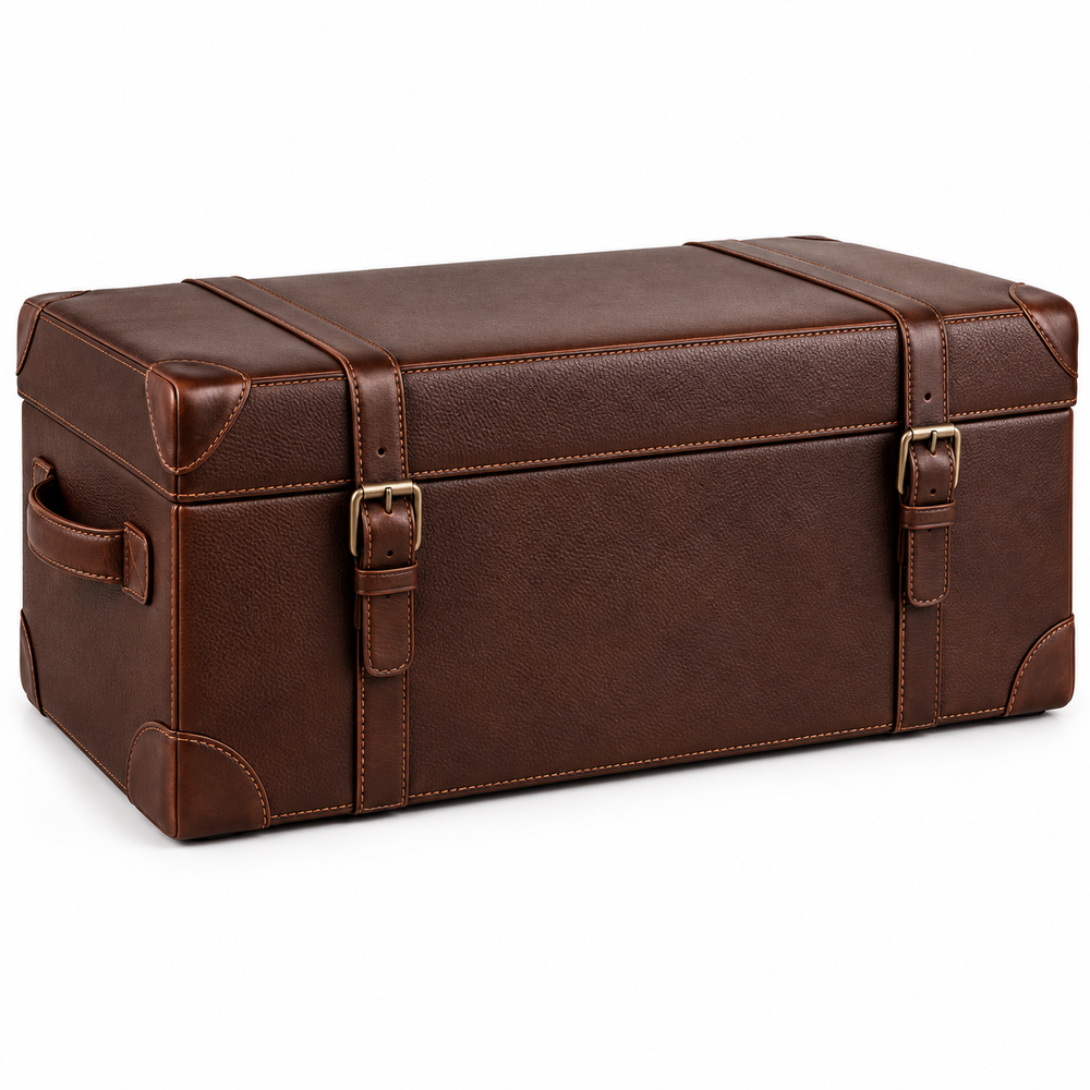 Chestnut Leather Car Boot Storage Trunk