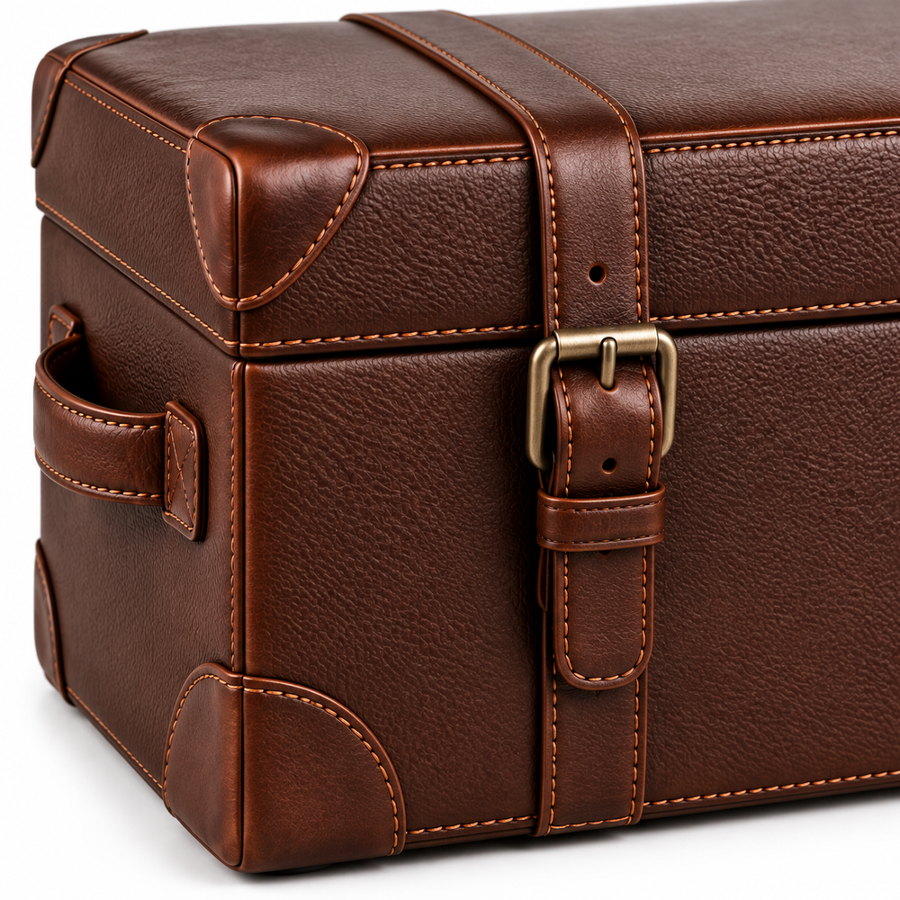 Chestnut Leather Car Boot Storage Trunk