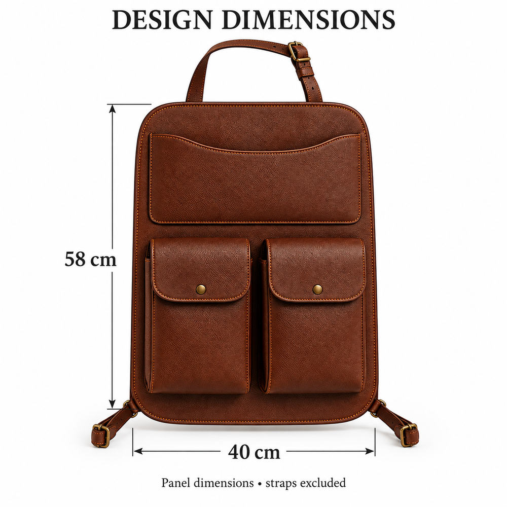 Chestnut Leather Car Seat Back Organiser