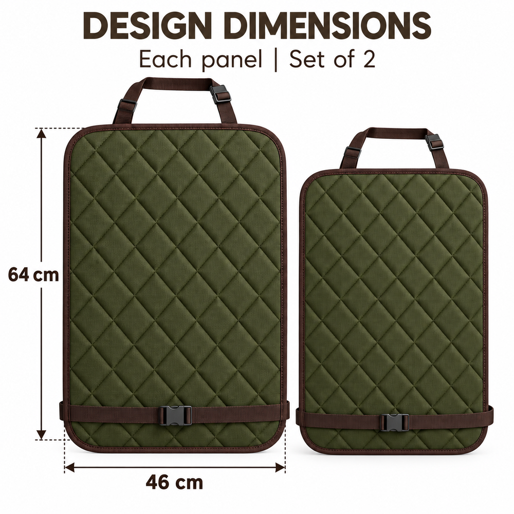 Olive Quilted Seat Back Protectors – Set of 2