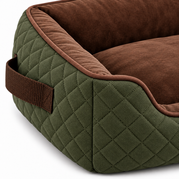 Olive Quilted Dog Travel Bed