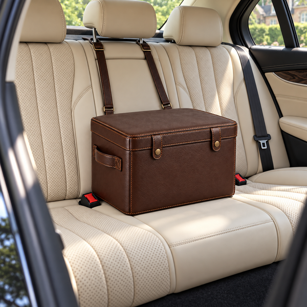 Chestnut Leather Rear Seat Storage Case